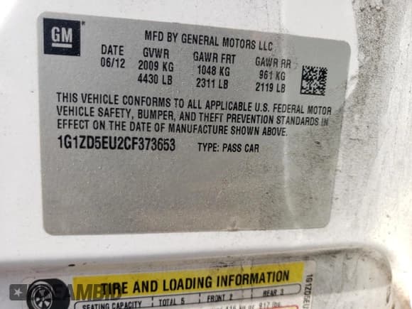 ✅ 2012 Chevrolet Malibu 2LT • VIN: 1G1ZD5EU2CF373653 • Lot: 74473814. Listed on Copart with 139,795 mi. Free auction sales archive from the USA and detailed vehicle history report at DreamBid. Image 12.