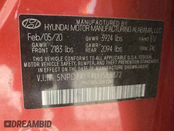 ✅ 2020 Hyundai Elantra SEL • VIN: 5NPD84LF4LH586372 • Lot: 91319165. Wystawiony na Copart z przebiegiem 85 247 mil mil. Skorzystaj z bezpłatnego archiwum sprzedaży aukcyjnych z USA i zobacz szczegółowy raport historii pojazdu na DreamBid. Zdjęcie 12.