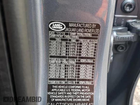 ✅ 2020 Land Rover Discovery Sport S R-Dynamic • VIN: SALCT2FX8LH846542 • Lot: 48877295. Wystawiony na Copart z przebiegiem 65 578 mil. Bezpłatny archiwum sprzedaży aukcyjnych z USA i szczegółowy raport historii pojazdu na DreamBid. Zdjęcie 14.