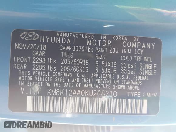 ✅ 2019 Hyundai Kona SE • VIN: KM8K12AA0KU268210 • Лот: 43262556. Опубликован ранее на IAAI с пробегом 86 696 миль. Бесплатный доступ к архиву аукционных продаж из США и подробный отчёт об истории автомобиля на DreamBid. Изображение 9.