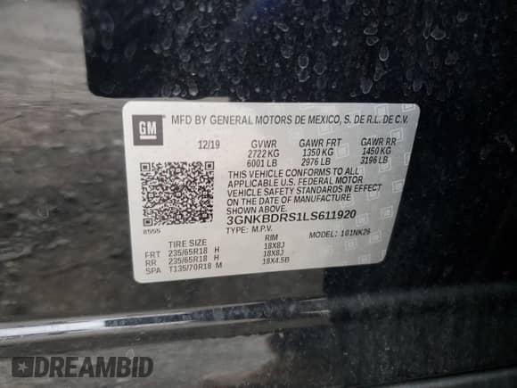 2020 Chevrolet Blazer LT с VIN 3GNKBDRS1LS611920, выставлен на аукционе Copart как лот 63802914 с пробегом 99 883 миль миль и Списание • Salvage title. История ставок и продаж доступна на DreamBid. Изображение 13.