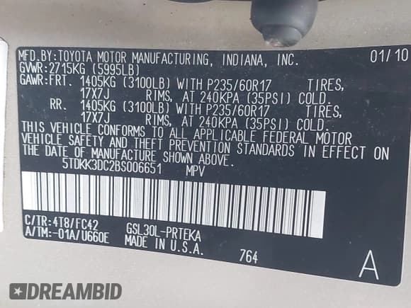 ✅ 2011 Toyota Sienna LE AAS • VIN: 5TDKK3DC2BS006651 • Лот: 42190362. Опубликован ранее на IAAI с пробегом 201 795 миль. Бесплатный доступ к архиву аукционных продаж из США и подробный отчёт об истории автомобиля на DreamBid. Изображение 9.