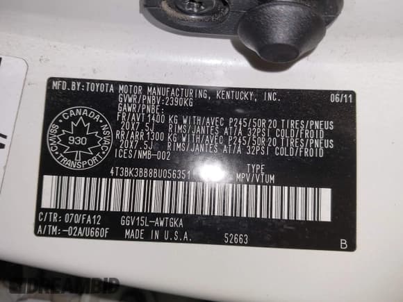 ✅ 2011 Toyota Venza • VIN: 4T3BK3BB8BU056351 • Lot: 43484929. Wystawiony na IAAI z przebiegiem 148 531 mil. Bezpłatny archiwum sprzedaży aukcyjnych z USA i szczegółowy raport historii pojazdu na DreamBid. Zdjęcie 9.