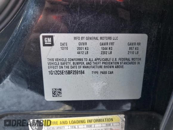 ✅ 2011 Chevrolet Malibu 1LT • VIN: 1G1ZC5E15BF259184 • Lot: 85802905. Listed on Copart with Not provided. Free auction sales archive from the USA and detailed vehicle history report at DreamBid. Image 13.