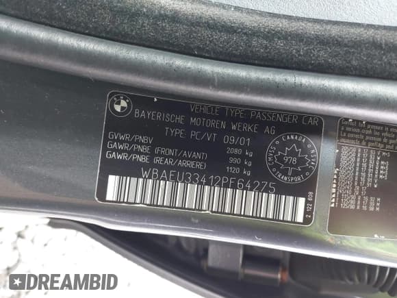 ✅ 2002 BMW 3 Series 325xi • VIN: WBAEU33412PF64275 • Lot: 41999821. Listed on IAAI with 171,348 mi. Free auction sales archive from the USA and detailed vehicle history report at DreamBid. Image 9.