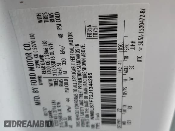 ✅ 2018 Ford Transit Connect XLT • VIN: NM0LS7F72J1344295 • Lot: 52210215. Listed on Copart with 209,322 mi. Free auction sales archive from the USA and detailed vehicle history report at DreamBid. Image 13.