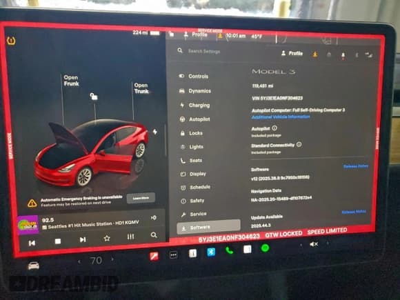 ✅ 2022 Tesla Model 3 • VIN: 5YJ3E1EA0NF304623 • Lot: 94419905. Wystawiony na Copart z przebiegiem 119 481 mil. Bezpłatny archiwum sprzedaży aukcyjnych z USA i szczegółowy raport historii pojazdu na DreamBid. Zdjęcie 9.
