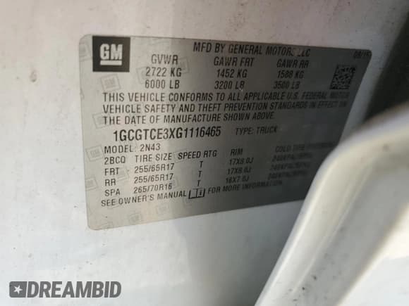 ✅ 2016 Chevrolet Colorado 4WD LT • VIN: 1GCGTCE3XG1116465 • Lot: 54088285. Listed on Copart with 134,935 mi. Free auction sales archive from the USA and detailed vehicle history report at DreamBid. Image 12.