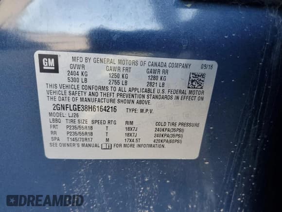 ✅ 2017 Chevrolet Equinox Premier • VIN: 2GNFLGE38H6164216 • Лот: 82528075. Опубликован ранее на Copart с пробегом 114 859 миль. Бесплатный доступ к архиву аукционных продаж из США и подробный отчёт об истории автомобиля на DreamBid. Изображение 13.