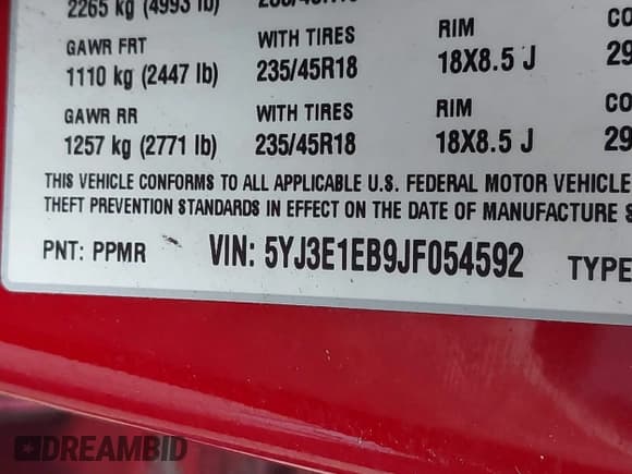 ✅ 2018 Tesla Model 3 Long Range Battery • VIN: 5YJ3E1EB9JF054592 • Lot: 43167267. Wystawiony na IAAI z przebiegiem 59 235 mil. Bezpłatny archiwum sprzedaży aukcyjnych z USA i szczegółowy raport historii pojazdu na DreamBid. Zdjęcie 9.