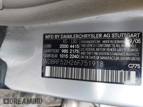 ✅ 2006 Mercedes-Benz C 230 Sport • VIN: WDBRF52H26F751918 • Lot: 43149750. Listed on IAAI with 227,024 mi. Free auction sales archive from the USA and detailed vehicle history report at DreamBid. Image 9.