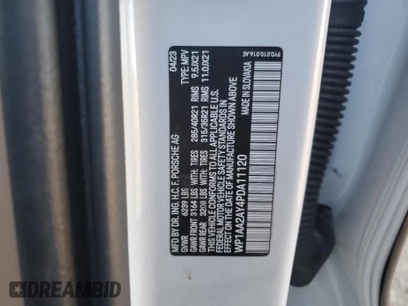 ✅ 2023 Porsche Cayenne • VIN: WP1AA2AY4PDA11120 • Lot: 90675015. Listed on Copart with 16,406 mi. Free auction sales archive from the USA and detailed vehicle history report at DreamBid. Image 12.