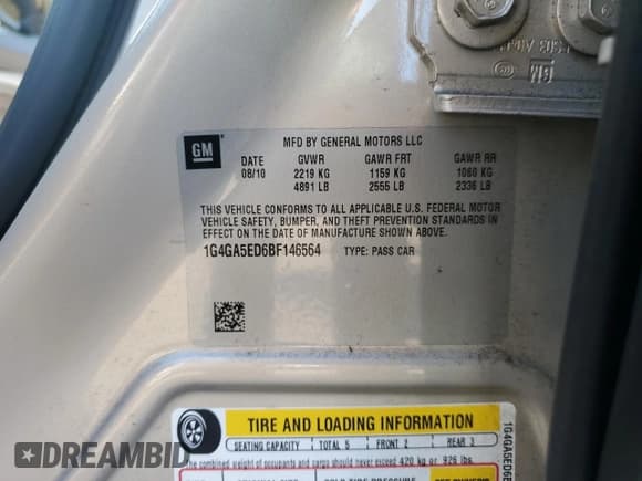 ✅ 2011 Buick LaCrosse CX • VIN: 1G4GA5ED6BF146564 • Lot: 86690665. Listed on Copart with 86,712 mi. Free auction sales archive from the USA and detailed vehicle history report at DreamBid. Image 12.