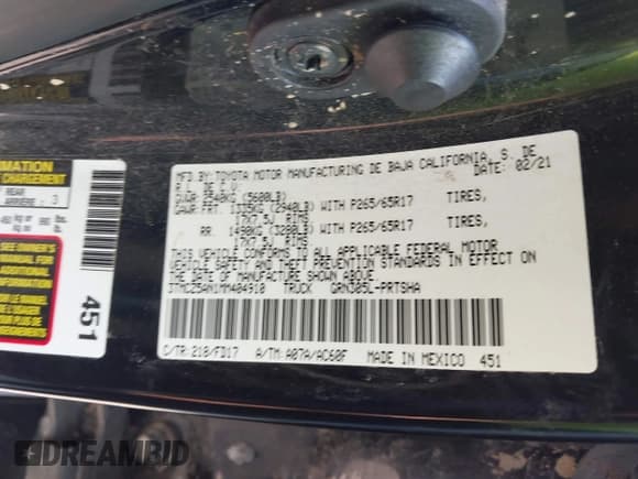 ✅ 2021 Toyota Tacoma SR • VIN: 3TMCZ5AN1MM404910 • Lot: 42653848. Wystawiony na IAAI z przebiegiem 83 201 mil. Bezpłatny archiwum sprzedaży aukcyjnych z USA i szczegółowy raport historii pojazdu na DreamBid. Zdjęcie 9.