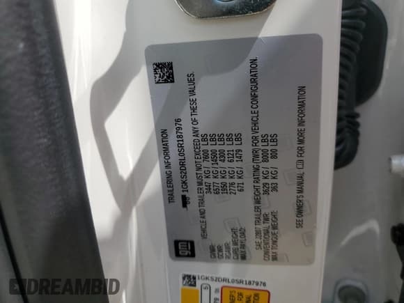 ✅ 2025 GMC Yukon Denali • VIN: 1GKS2DRL0SR187976 • Лот: 66222115. Опубликован ранее на Copart с пробегом Не указан. Бесплатный доступ к архиву аукционных продаж из США и подробный отчёт об истории автомобиля на DreamBid. Изображение 13.