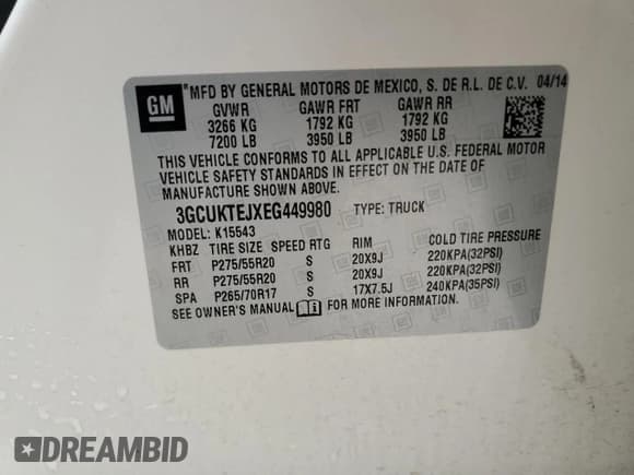 ✅ 2014 Chevrolet Silverado 1500 High Country • VIN: 3GCUKTEJXEG449980 • Лот: 54612055. Опубликован ранее на Copart с пробегом 115 839 миль. Бесплатный доступ к архиву аукционных продаж из США и подробный отчёт об истории автомобиля на DreamBid. Изображение 12.