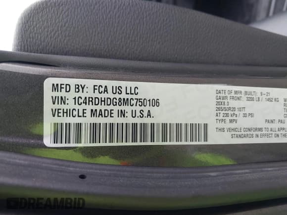 ✅ 2021 Dodge Durango GT Plus • VIN: 1C4RDHDG8MC750106 • Lot: 41206136. Listed on IAAI with 42,858 mi. Free auction sales archive from the USA and detailed vehicle history report at DreamBid. Image 9.