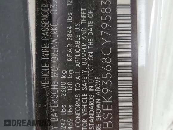 ✅ 2008 BMW 6 Series M6 • VIN: WBSEK93568CY79583 • Lot: 58226955. Wystawiony na Copart z przebiegiem 102 387 mil. Bezpłatny archiwum sprzedaży aukcyjnych z USA i szczegółowy raport historii pojazdu na DreamBid. Zdjęcie 12.