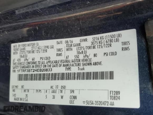 ✅ 2017 Ford F-350 XL • VIN: 1FTRF3BT2HEB20833 • Лот: 73676584. Опубликован ранее на Copart с пробегом 120 357 миль. Бесплатный доступ к архиву аукционных продаж из США и подробный отчёт об истории автомобиля на DreamBid. Изображение 15.