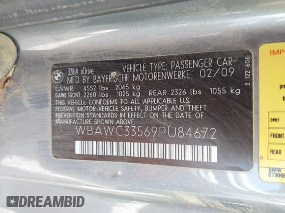 ✅ 2009 BMW 3 Series 328i xDrive • VIN: WBAWC33569PU84672 • Лот: 42010410. Опубликован ранее на IAAI с пробегом 163 900 миль. Бесплатный доступ к архиву аукционных продаж из США и подробный отчёт об истории автомобиля на DreamBid. Изображение 9.