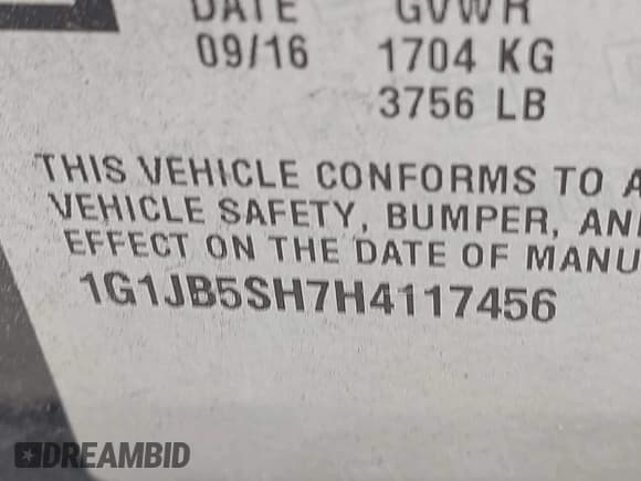 ✅ 2017 Chevrolet Sonic LS • VIN: 1G1JB5SH7H4117456 • Lot: 43177202. Listed on IAAI with 86,994 mi. Free auction sales archive from the USA and detailed vehicle history report at DreamBid. Image 9.