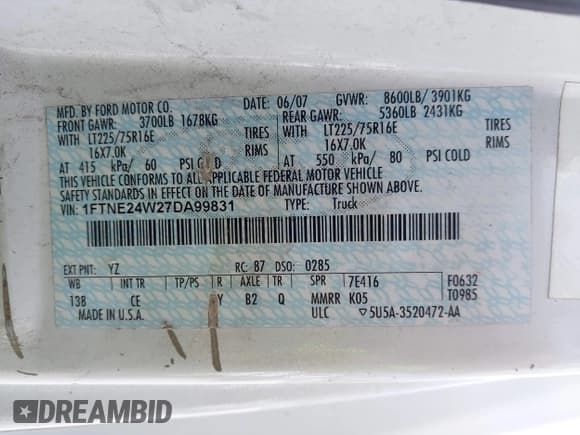 ✅ 2007 Ford Econoline Cargo Commercial • VIN: 1FTNE24W27DA99831 • Лот: 42292439. Опубликован ранее на IAAI с пробегом 280 756 миль. Бесплатный доступ к архиву аукционных продаж из США и подробный отчёт об истории автомобиля на DreamBid. Изображение 9.