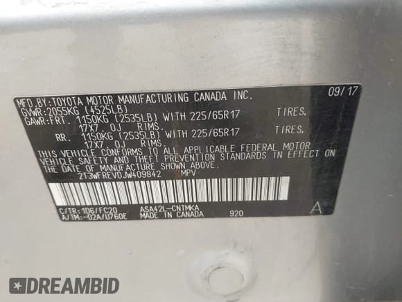 ✅ 2018 Toyota RAV4 XLE • VIN: 2T3WFREV0JW409842 • Лот: 42057521. Опубликован ранее на IAAI с пробегом 145 915 миль. Бесплатный доступ к архиву аукционных продаж из США и подробный отчёт об истории автомобиля на DreamBid. Изображение 9.