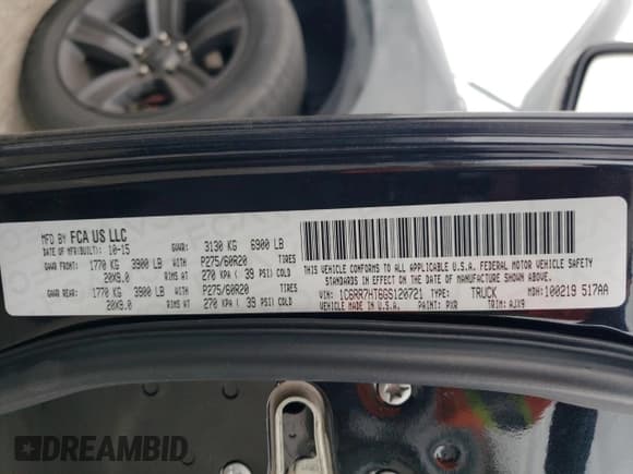 ✅ 2016 Ram 1500 Sport • VIN: 1C6RR7HT6GS120721 • Lot: 90431775. Listed on Copart with 119,860 mi. Free auction sales archive from the USA and detailed vehicle history report at DreamBid. Image 12.