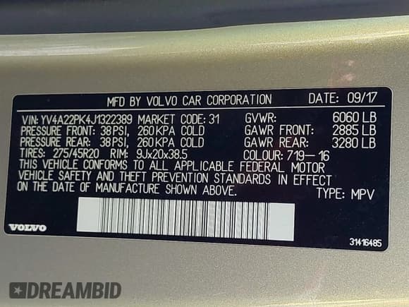 ✅ 2018 Volvo XC90 Momentum • VIN: YV4A22PK4J1322389 • Lot: 43392930. Listed on IAAI with 148,297 mi. Free auction sales archive from the USA and detailed vehicle history report at DreamBid. Image 9.