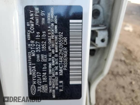 2017 Hyundai Accent SE с VIN KMHCT4AE2HU365592, выставлен на аукционе Copart как лот 65585792 с пробегом 70 322 миль миль и . История ставок и продаж доступна на DreamBid. Изображение 10.