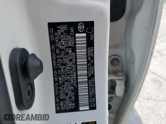 ✅ 2022 Toyota Corolla SE • VIN: JTND4MBEXN3168428 • Lot: 68954965. Listed on Copart with 69,320 mi. Free auction sales archive from the USA and detailed vehicle history report at DreamBid. Image 12.