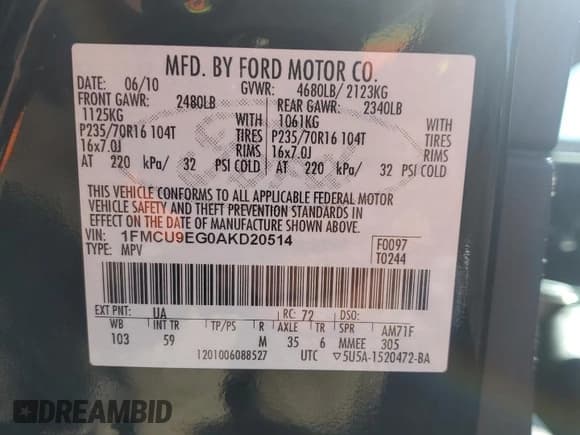 ✅ 2010 Ford Escape Limited • VIN: 1FMCU9EG0AKD20514 • Лот: 82610645. Опубликован ранее на Copart с пробегом 199 969 миль. Бесплатный доступ к архиву аукционных продаж из США и подробный отчёт об истории автомобиля на DreamBid. Изображение 12.