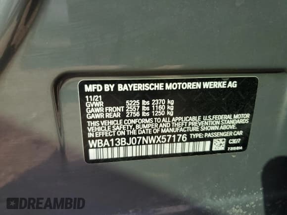 ✅ 2022 BMW 5 Series 530i xDrive • VIN: WBA13BJ07NWX57176 • Лот: 69416995. Опубликован ранее на Copart с пробегом 18 010 миль. Бесплатный доступ к архиву аукционных продаж из США и подробный отчёт об истории автомобиля на DreamBid. Изображение 12.