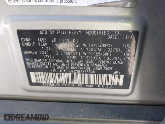 ✅ 2011 Subaru Outback Limited Power Moon • VIN: 4S4BRDKC3B2368835 • Лот: 43333667. Опубликован ранее на IAAI с пробегом 203 794 миль. Бесплатный доступ к архиву аукционных продаж из США и подробный отчёт об истории автомобиля на DreamBid. Изображение 9.