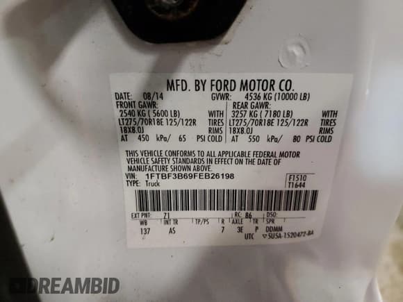 ✅ 2015 Ford F-350 XL • VIN: 1FTBF3B69FEB26198 • Lot: 49160635. Wystawiony na Copart z przebiegiem 23 746 mil. Bezpłatny archiwum sprzedaży aukcyjnych z USA i szczegółowy raport historii pojazdu na DreamBid. Zdjęcie 12.