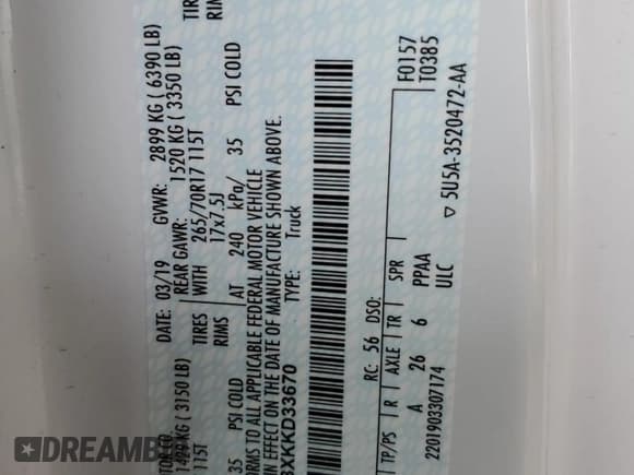 ✅ 2019 Ford F-150 XL • VIN: 1FTMF1EBXKKD33670 • Lot: 80282805. Listed on Copart with 31,167 mi. Free auction sales archive from the USA and detailed vehicle history report at DreamBid. Image 13.