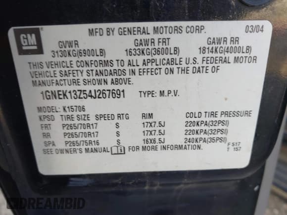 ✅ 2004 Chevrolet Tahoe LS • VIN: 1GNEK13Z54J267691 • Lot: 43680216. Listed on IAAI with 202,332 mi. Free auction sales archive from the USA and detailed vehicle history report at DreamBid. Image 9.