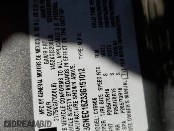 ✅ 2003 Chevrolet Suburban LT • VIN: 3GNEC16Z33G151012 • Лот: 73515124. Опубликован ранее на Copart с пробегом 298 584 миль. Бесплатный доступ к архиву аукционных продаж из США и подробный отчёт об истории автомобиля на DreamBid. Изображение 13.