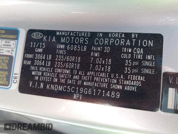 ✅ 2016 Kia Sedona SX • VIN: KNDMC5C19G6171489 • Lot: 42744610. Wystawiony na IAAI z przebiegiem 38 930 mil. Bezpłatny archiwum sprzedaży aukcyjnych z USA i szczegółowy raport historii pojazdu na DreamBid. Zdjęcie 9.