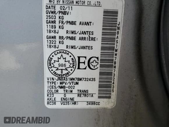 ✅ 2011 Infiniti FX • VIN: JN8AS1MW7BM732435 • Lot: 85338195. Listed on Copart with 380,361 mi. Free auction sales archive from the USA and detailed vehicle history report at DreamBid. Image 13.