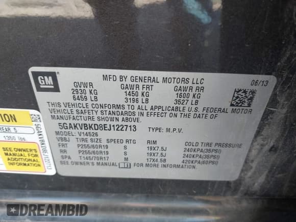 ✅ 2014 Buick Enclave Leather • VIN: 5GAKVBKD8EJ122713 • Lot: 43366355. Listed on IAAI with 116,154 mi. Free auction sales archive from the USA and detailed vehicle history report at DreamBid. Image 9.