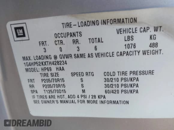 ✅ 1996 Buick LeSabre Custom • VIN: 1G4HP52KXTH428234 • Lot: 41569901. Wystawiony na IAAI z przebiegiem 179 350 mil. Bezpłatny archiwum sprzedaży aukcyjnych z USA i szczegółowy raport historii pojazdu na DreamBid. Zdjęcie 9.