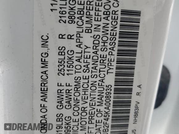 ✅ 2019 Acura TLX Technology • VIN: 19UUB2F45KA008935 • Lot: 65814525. Listed on Copart with 57,707 mi. Free auction sales archive from the USA and detailed vehicle history report at DreamBid. Image 12.