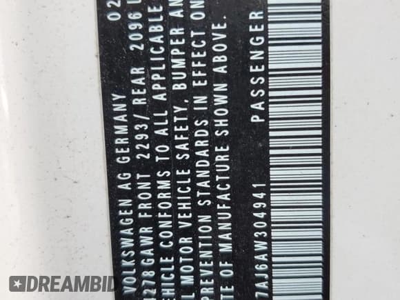 ✅ 2010 Volkswagen Golf • VIN: WVWBA7AJ6AW304941 • Лот: 65160225. Опубликован ранее на Copart с пробегом 83 367 миль. Бесплатный доступ к архиву аукционных продаж из США и подробный отчёт об истории автомобиля на DreamBid. Изображение 12.