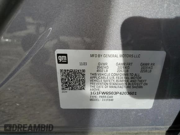 ✅ 2023 Chevrolet Bolt EV 1LT • VIN: 1G1FW6S03P4203601 • Lot: 79573734. Listed on Copart with 8,704 mi. Free auction sales archive from the USA and detailed vehicle history report at DreamBid. Image 14.