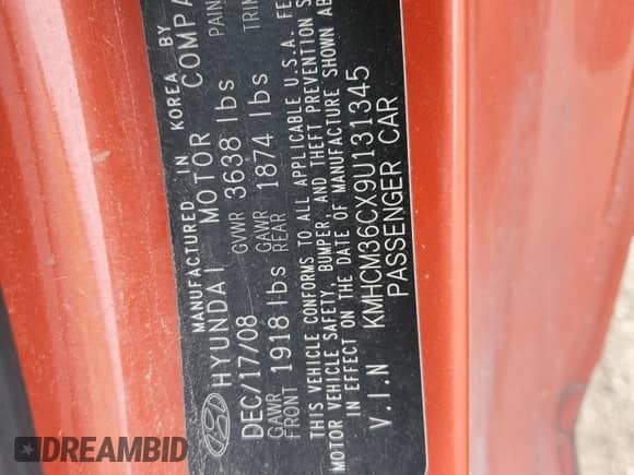 2009 Hyundai Accent Auto GS z VIN KMHCM36CX9U131345, wystawiony jako Copart lot #74927154 z przebiegiem 113 022 mil mil oraz Szkoda całkowita • Salvage title. Historia ofert i sprzedaży dostępna na DreamBid. Obrazek 15.