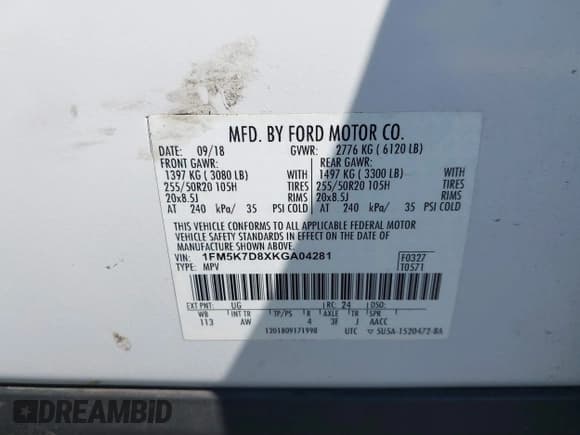 ✅ 2019 Ford Explorer XLT • VIN: 1FM5K7D8XKGA04281 • Lot: 43438902. Wystawiony na IAAI z przebiegiem 88 054 mil. Bezpłatny archiwum sprzedaży aukcyjnych z USA i szczegółowy raport historii pojazdu na DreamBid. Zdjęcie 9.