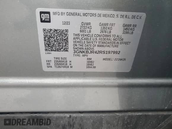 2024 Chevrolet Blazer LT z VIN 3GNKBJR42RS197992, wystawiony jako Copart lot #57789425 z przebiegiem 29 108 mil mil oraz Szkoda całkowita • Salvage title. Historia ofert i sprzedaży dostępna na DreamBid. Obrazek 14.