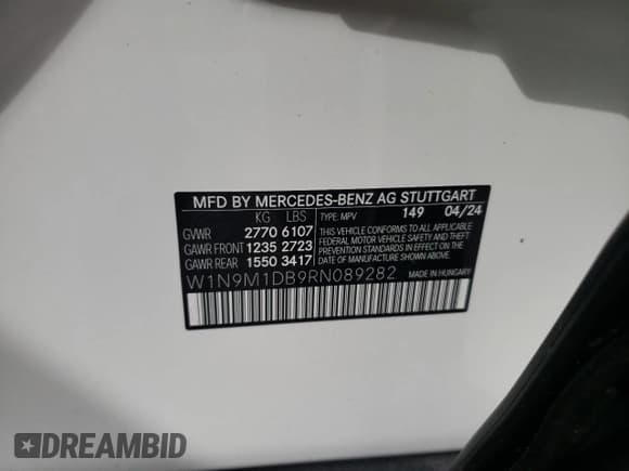 ✅ 2024 Mercedes-Benz EQB 350 • VIN: W1N9M1DB9RN089282 • Лот: 61737084. Опубликован ранее на Copart с пробегом 139 миль. Бесплатный доступ к архиву аукционных продаж из США и подробный отчёт об истории автомобиля на DreamBid. Изображение 13.