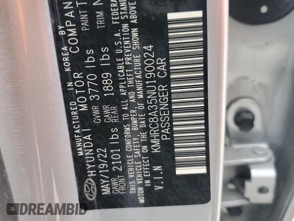 ✅ 2022 Hyundai Venue SEL • VIN: KMHRC8A35NU190024 • Lot: 48622005. Listed on Copart with 16,064 mi. Free auction sales archive from the USA and detailed vehicle history report at DreamBid. Image 16.